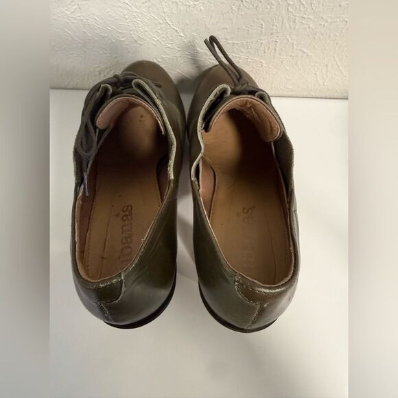 ANTHROPOLOGIE Cubanas Olive Leather Platform Oxford Clogs – Size 7 – VGUC - Picture 6 of 9